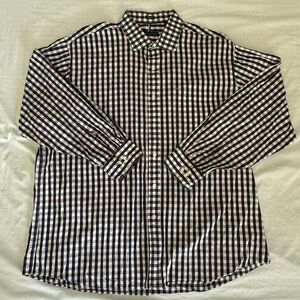 Men's Tommy Hilfiger Navy and White Gingham Checkered Shirt XXL 2XL